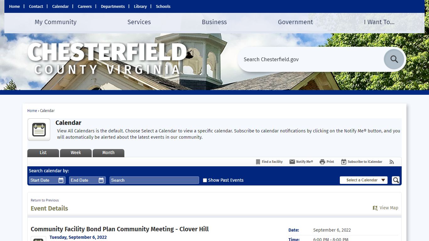 Calendar • Chesterfield County, VA • CivicEngage